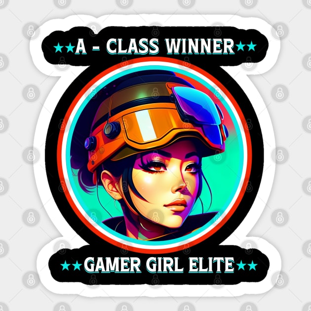 A-Class Winner Gamer Girl Elite Sticker by QuirkyPrintShop